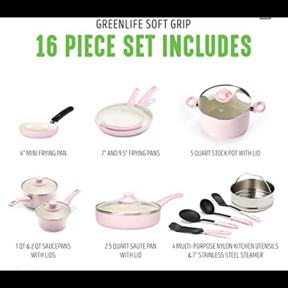 Pink Cookware Pots and Pans Set - Picture 3 of 5
